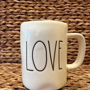 Minimalist White Mug with LOVE Design and Textured Finish